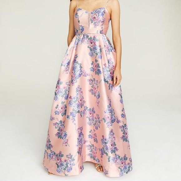 Teeze Me Dresses & Skirts - Teeze Me Juniors' Mesh-Trim Floral Print Gown NWT